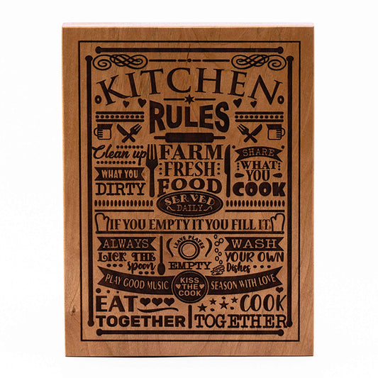 Kitchen Rules Plaque Cherry wood