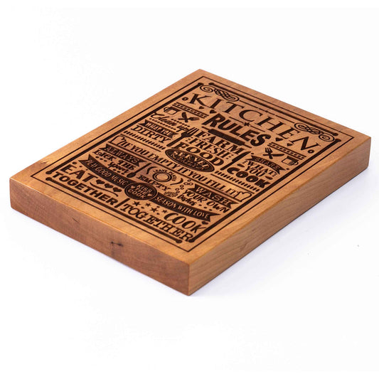 Kitchen Rules Plaque Cherry wood