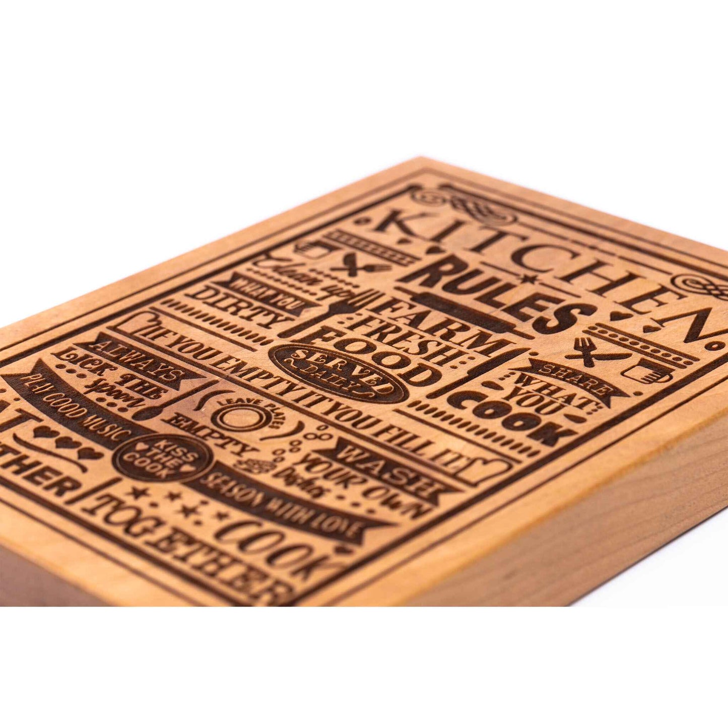 Kitchen Rules Plaque Cherry wood