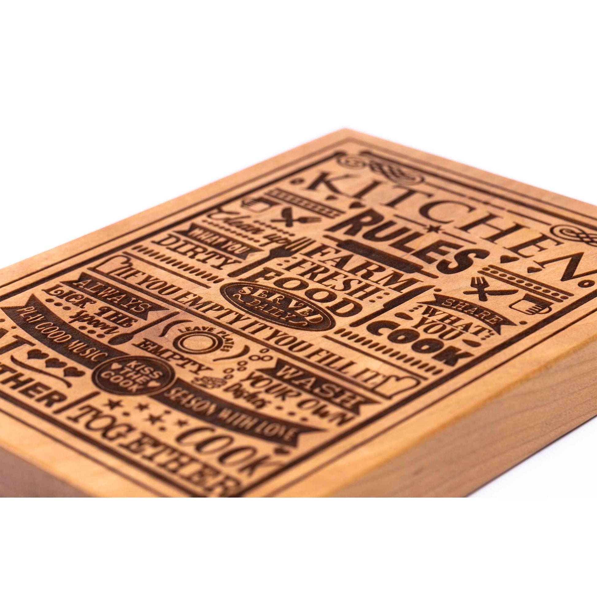 Kitchen Rules Plaque Cherry wood