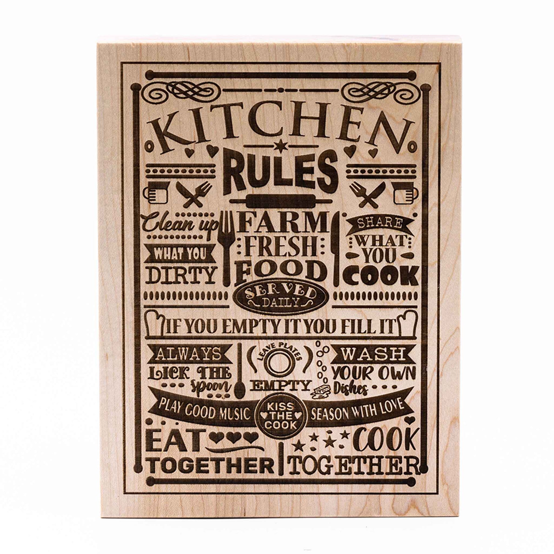 Kitchen Rules Plaque Maple wood
