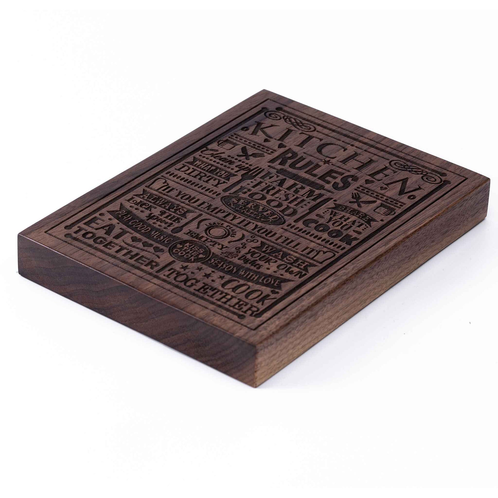 Kitchen Rules Plaque Walnut wood