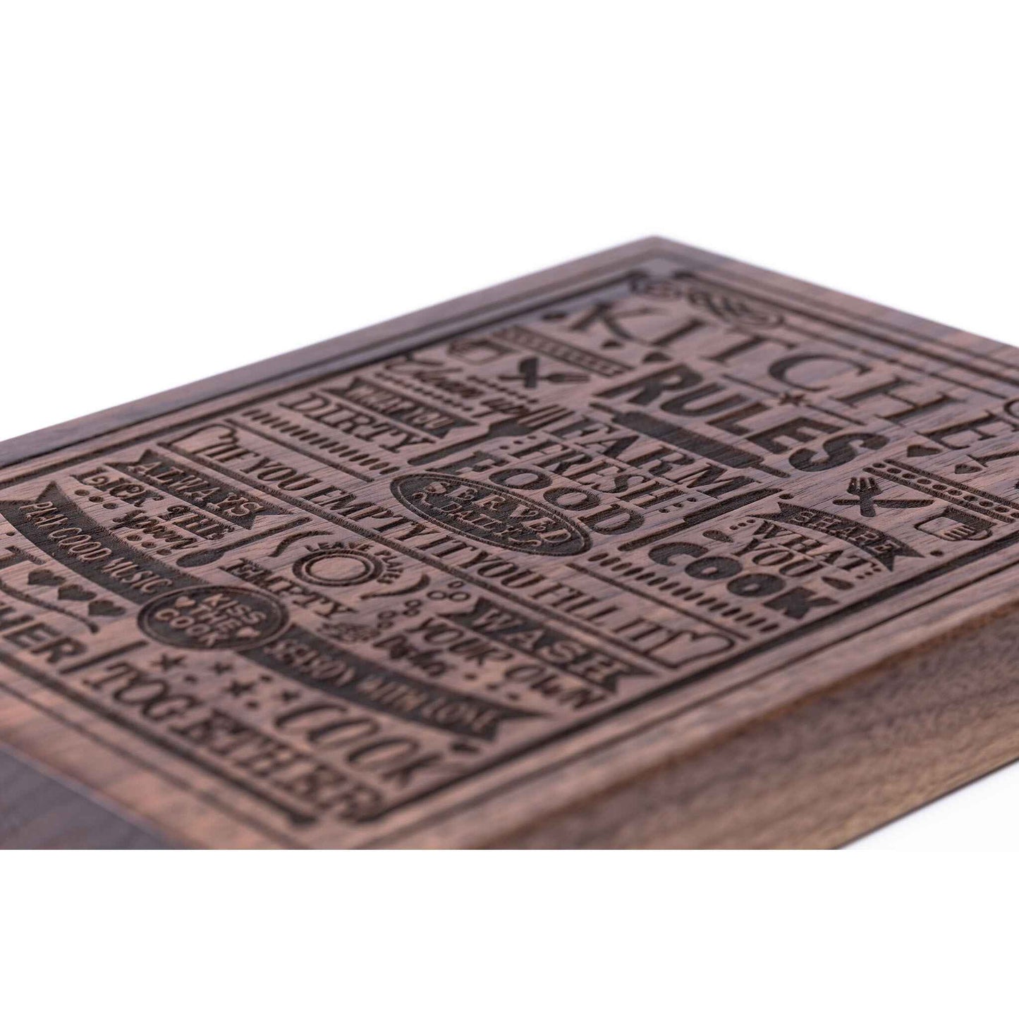 Kitchen Rules Plaque Walnut wood