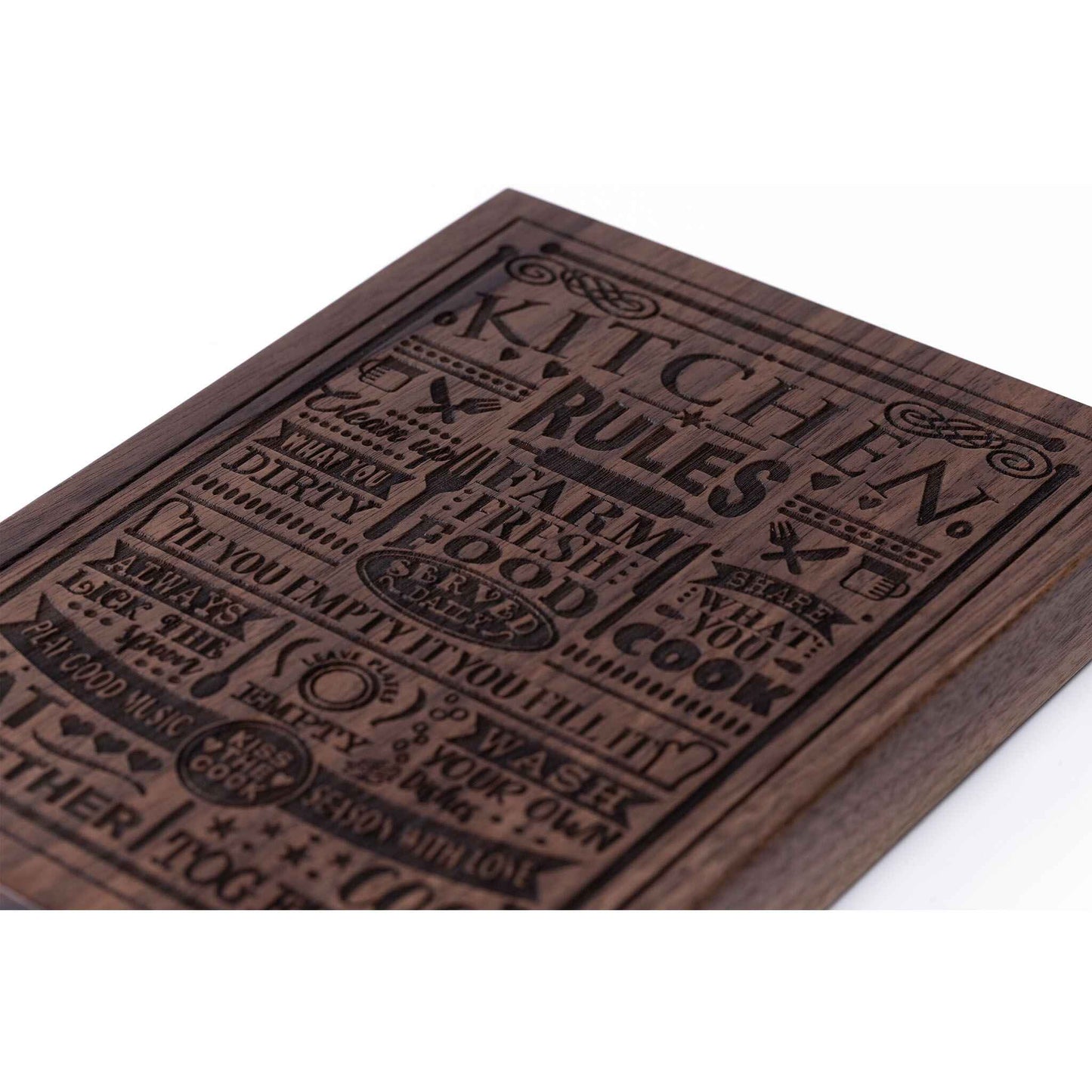 Kitchen Rules Plaque Walnut wood