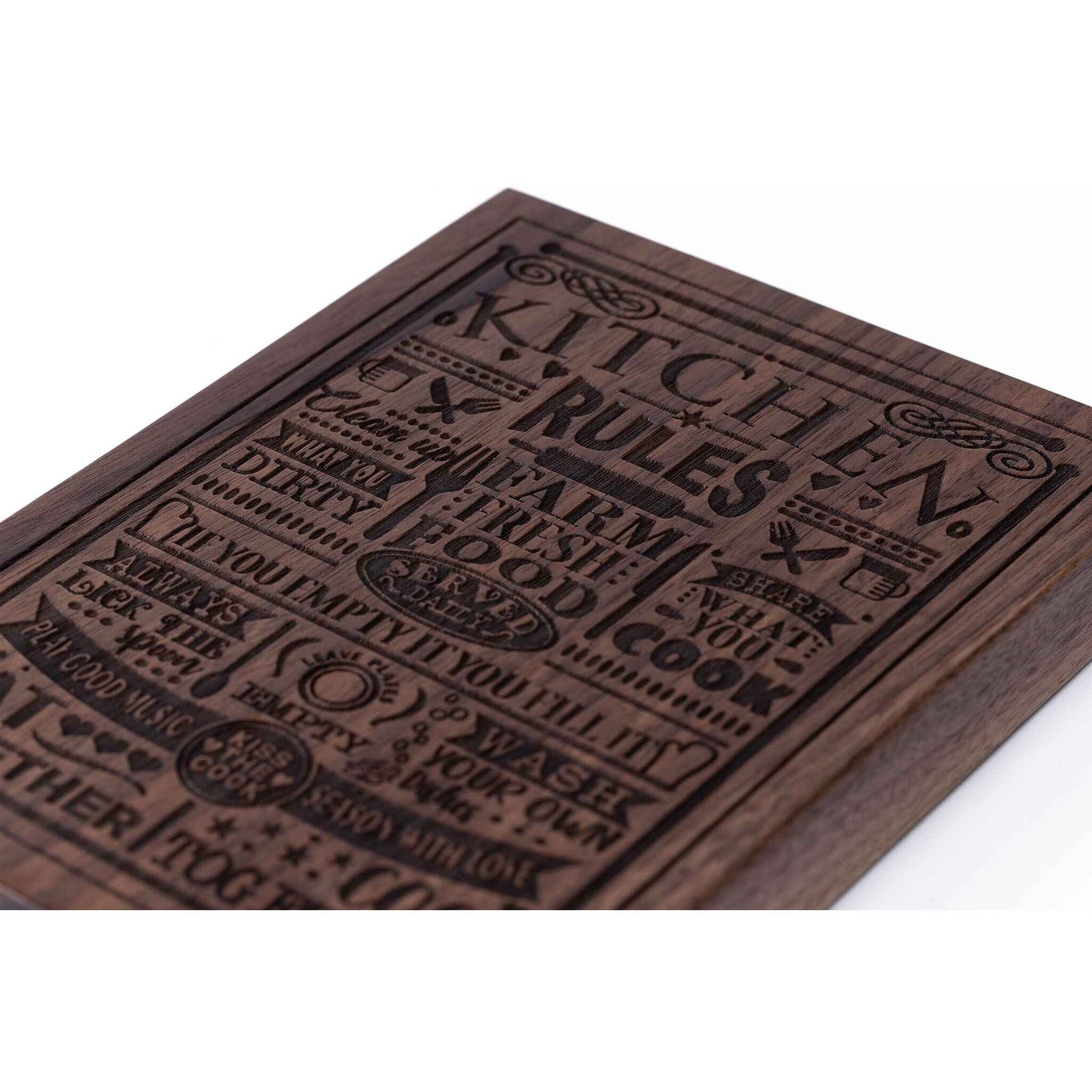 Kitchen Rules Plaque Walnut wood