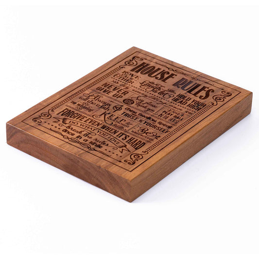 House Rules Plaque Cherry wood