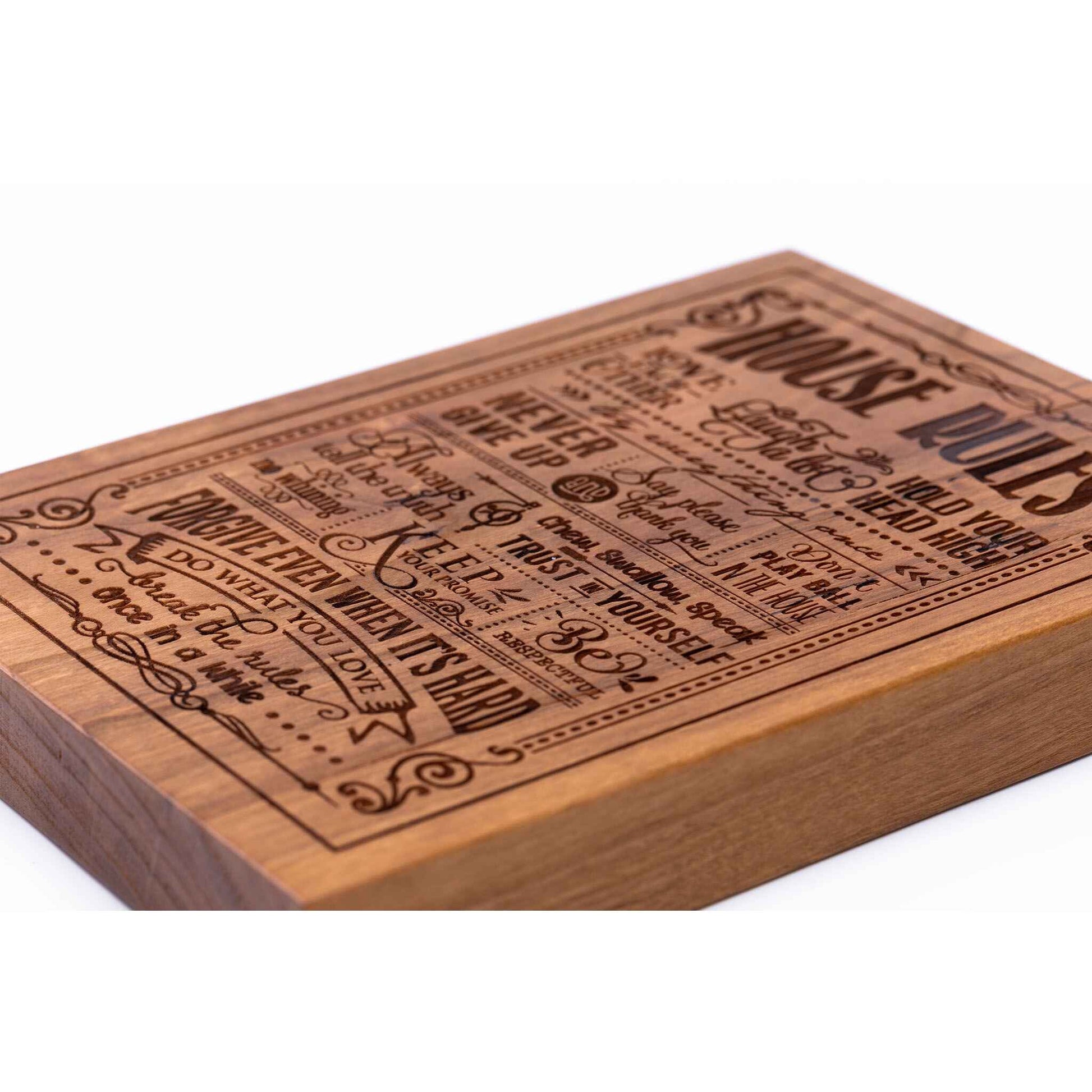 House Rules Plaque Cherry wood