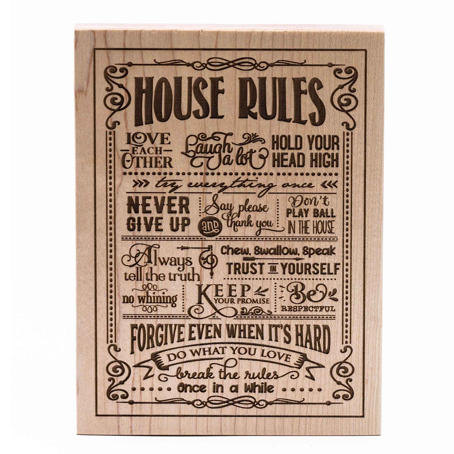 House Rules Plaque Maple wood