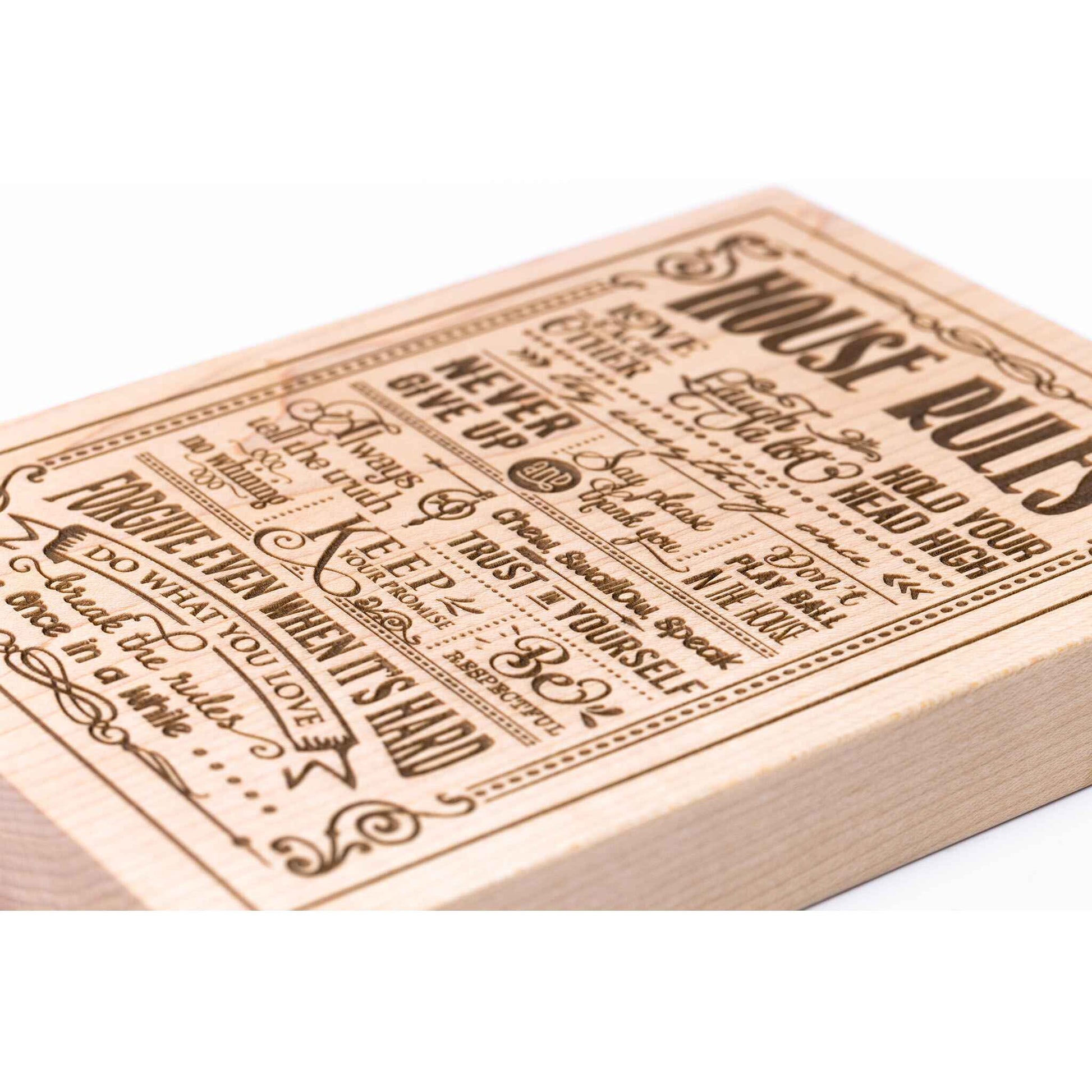 House Rules Plaque Maple wood