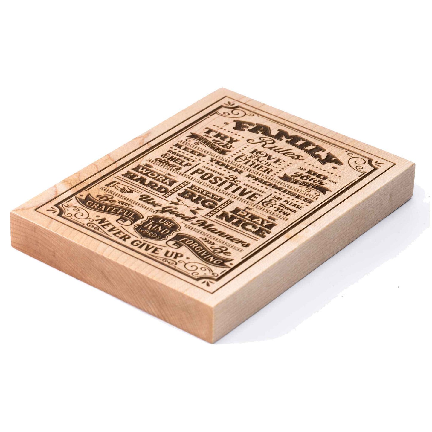Family Rules Plaque Maple wood