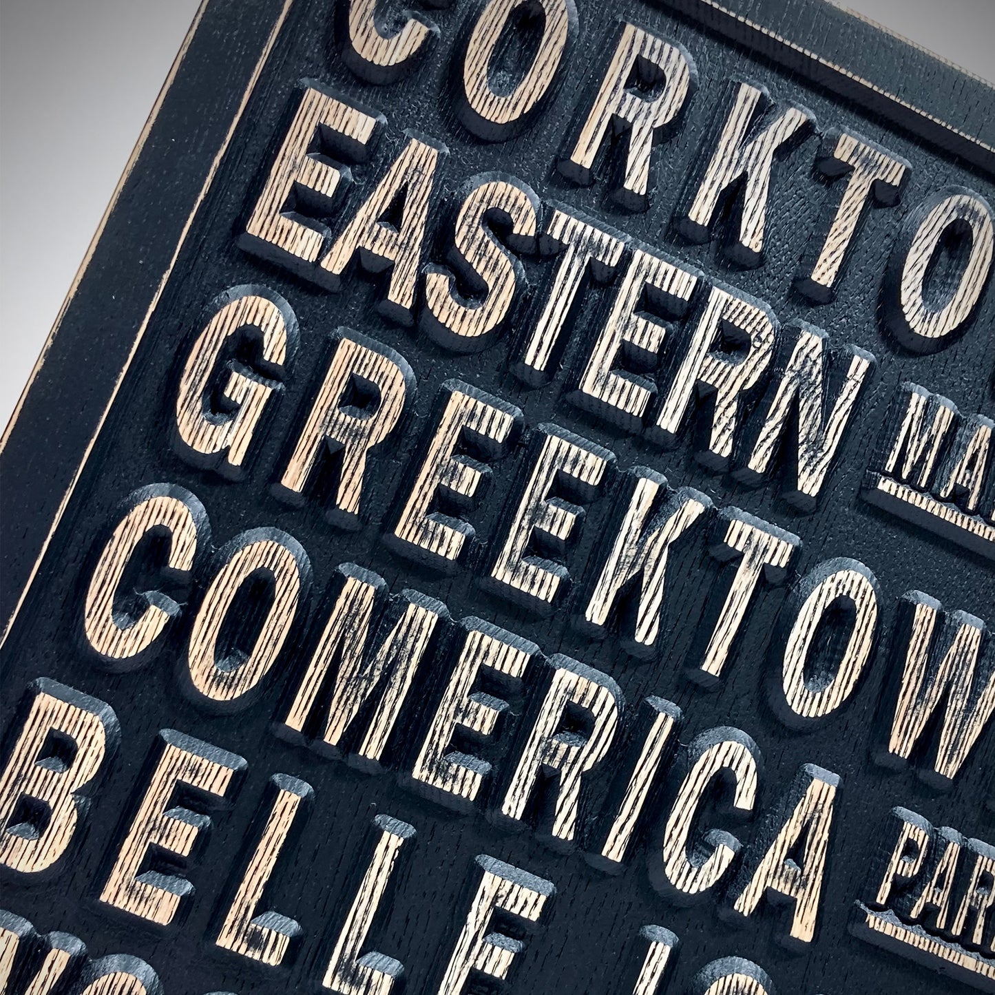 Detroit Carved Subway Sign for Detroit Corktown