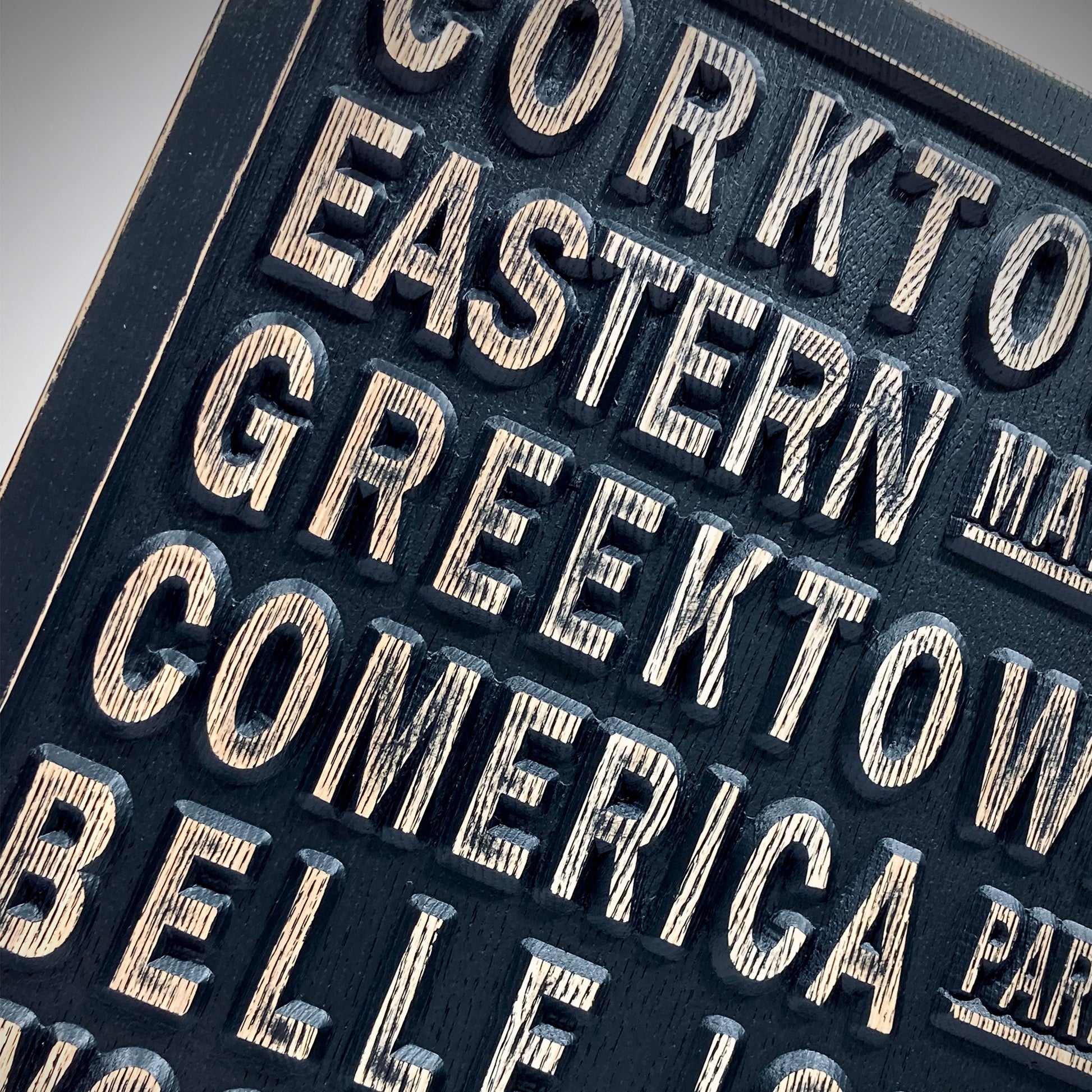 Detroit Carved Subway Sign for Detroit Corktown