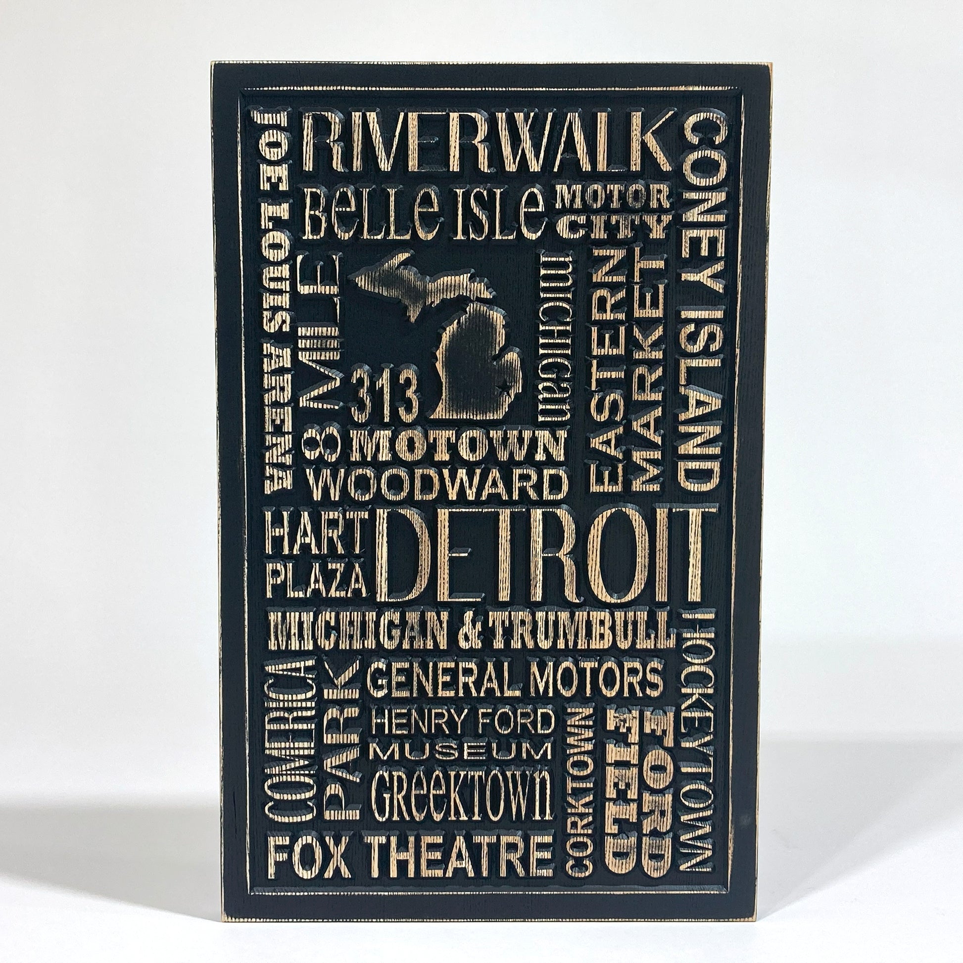 Detroit Carved Subway Sign for Detroit Michigan