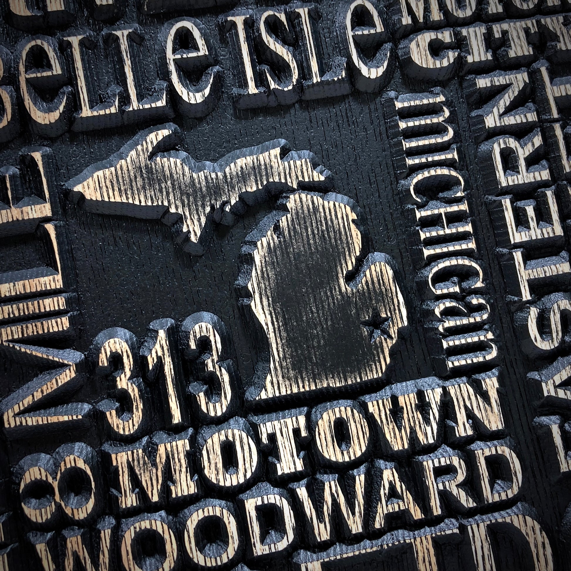 Detroit Carved Subway Sign for Detroit Michigan