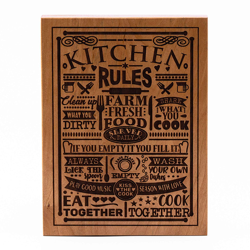 Kitchen Rules Plaque Cherry wood