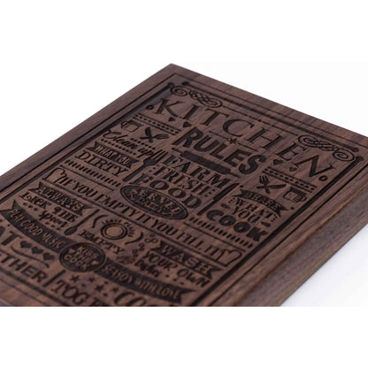 Kitchen Rules Plaque Walnut wood