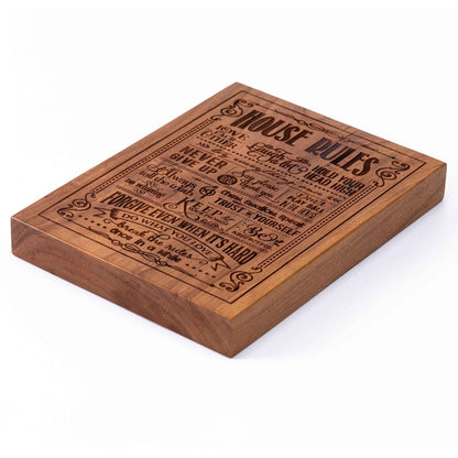 House Rules Plaque Cherry wood