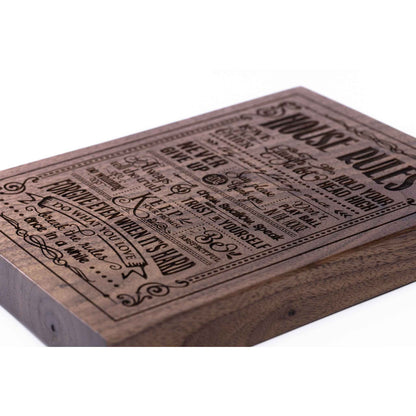 House Rules Plaque Walnut wood