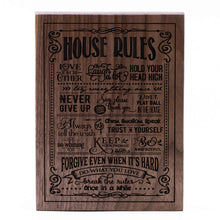 Load image into Gallery viewer, House Rules Plaque Walnut wood
