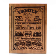 Load image into Gallery viewer, Family Rules Plaque Cherry wood
