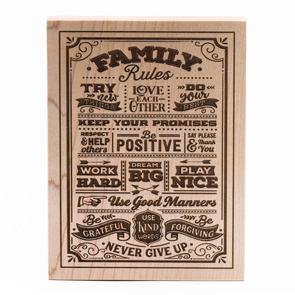 Family Rules Plaque Maple wood
