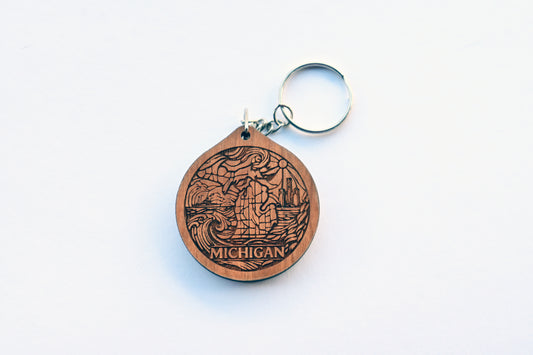 Michigan Stained Glass Keychain