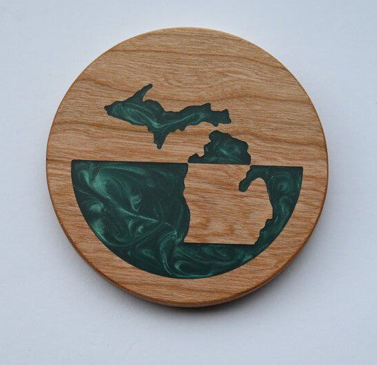 Michigan Resin Circle Coaster