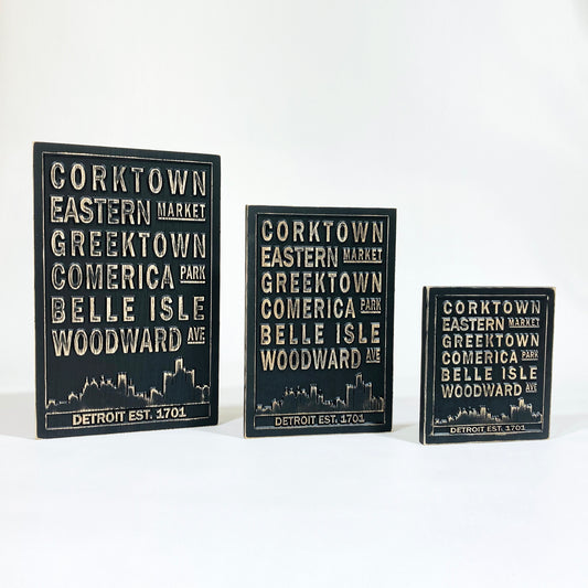 Detroit Carved Subway Sign for Detroit Corktown