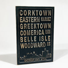 Load image into Gallery viewer, Detroit Carved Subway Sign for Detroit Corktown
