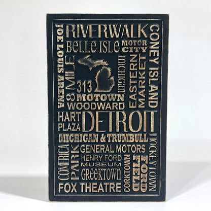 Detroit Carved Subway Sign for Detroit Michigan
