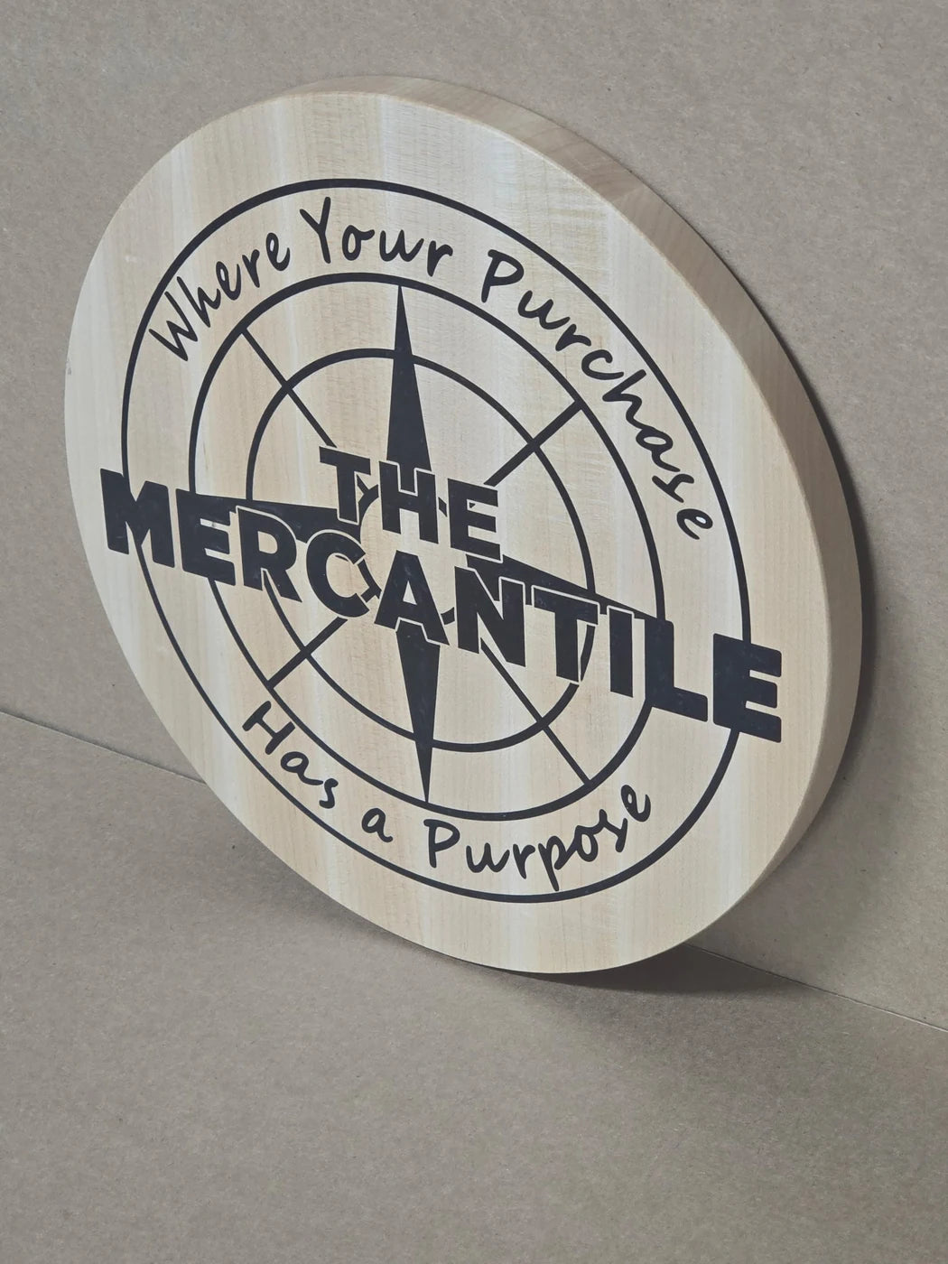 Engraved coaster engraved for The Mercantile