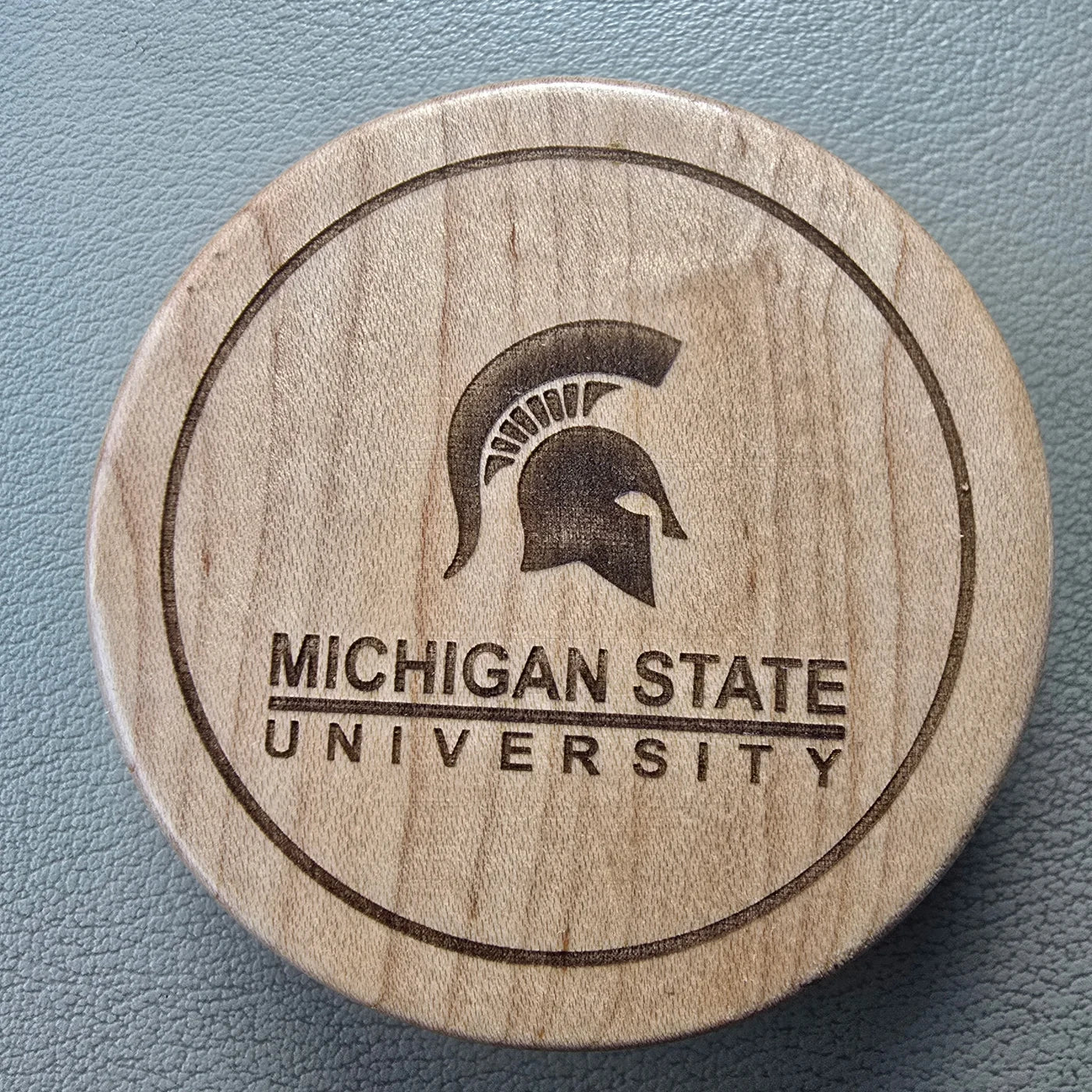 Engraved coaster engraved for Michigan State University