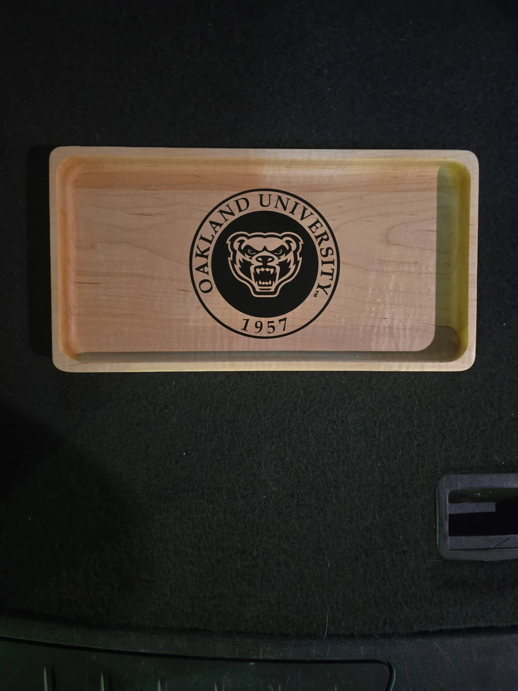 Commemorative tray engraved for Oakland University