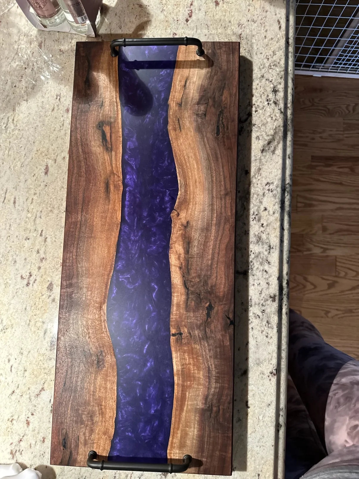 Board with a purple resin river engraved for a private client