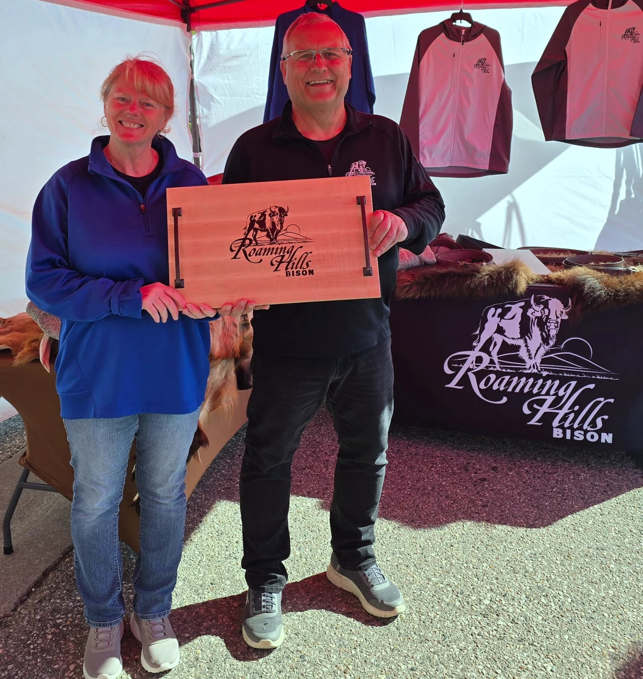 Presentation tray engraved for Roaming Hills Bison